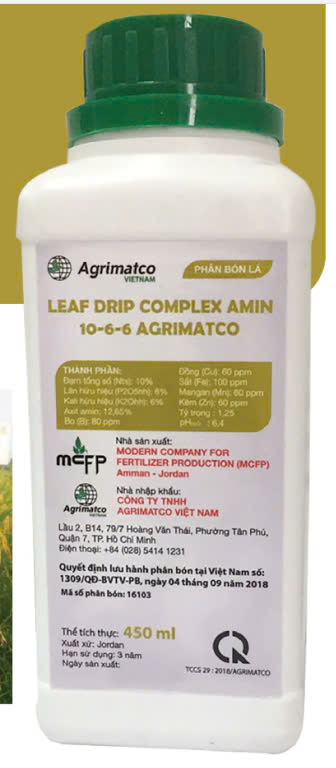 Phân bón lá đa lượng vi lượng sinh học LEAF DRIP COMPLEX AMIN  10-6-6 