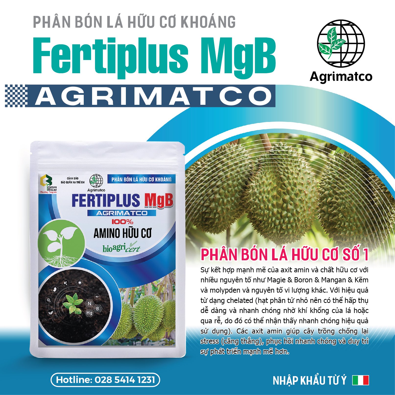 Mineral organic foliar fertilizer  Fertiplus MgB 